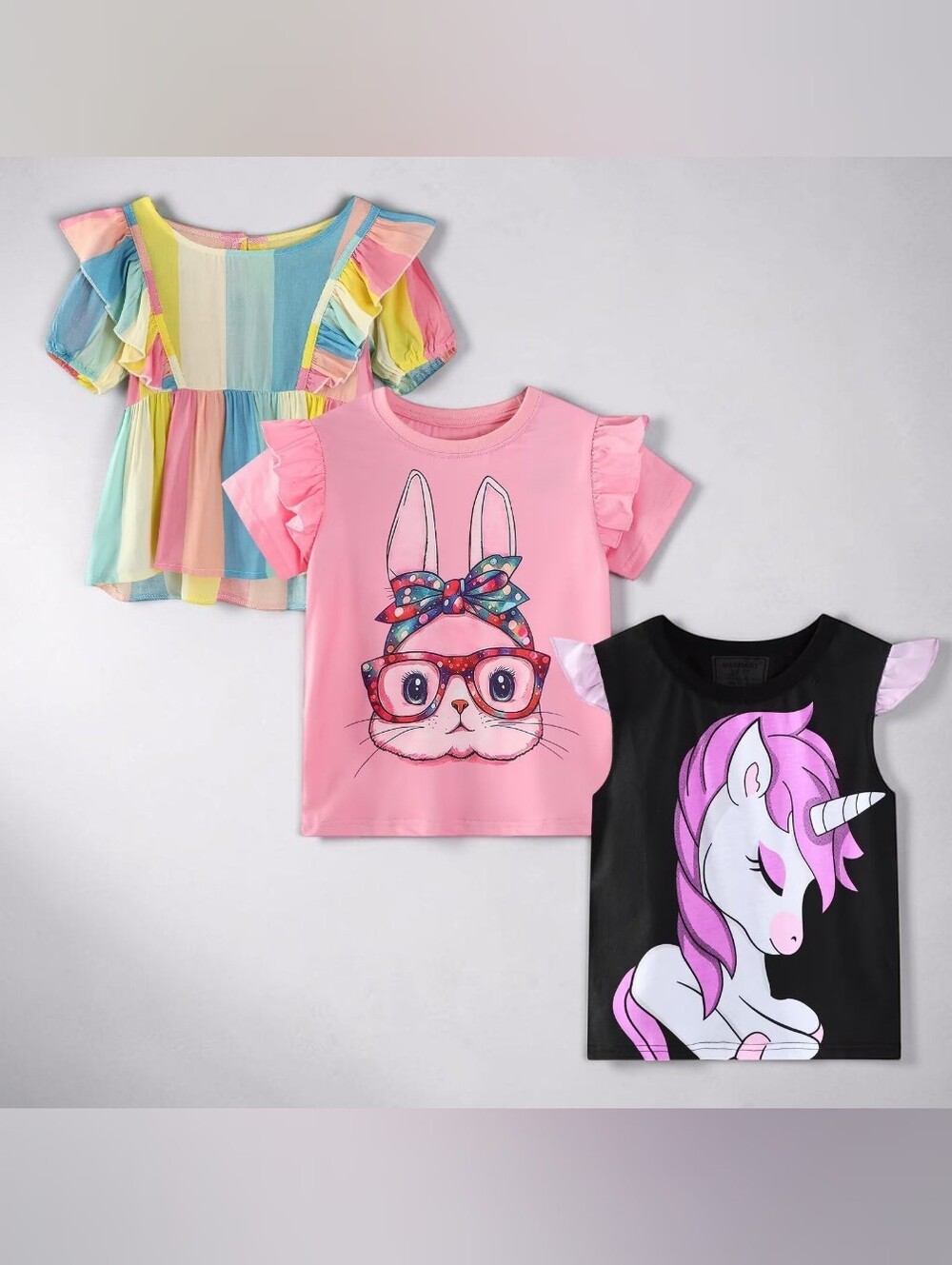 MSSMART Toddler Rainbow Unicorn 3 Pack, 2T